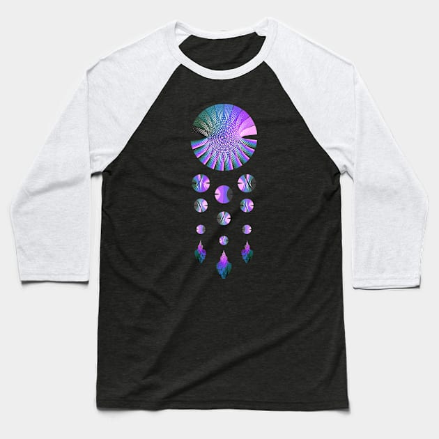 Dream Catcher | Nebula Graphs Pink Blue Green (Black) Baseball T-Shirt by aRtVerse